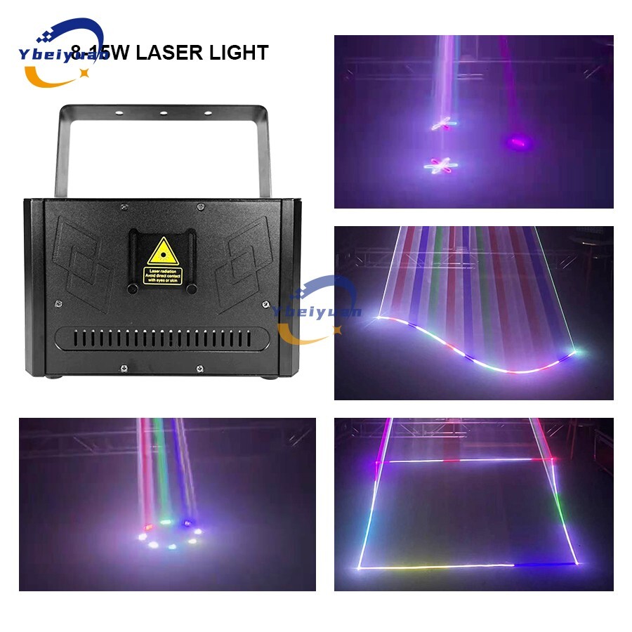 8W10W12W15W Animated ILDA 3D Laser Light Full Color DJ Disco Party Stage Light