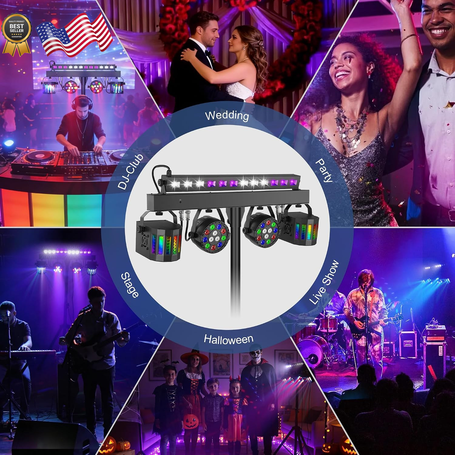DJ Lights with Stand for Party All-In-One LED Stage Lighting System for Weddings