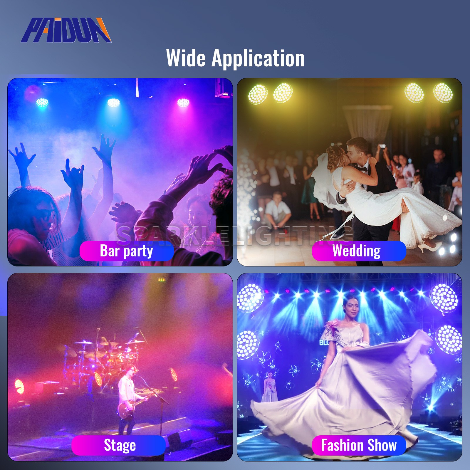 PAIDUN 36x10W RGBW Moving Head Light Zoom Wash Stage Lighting Theater Party Show