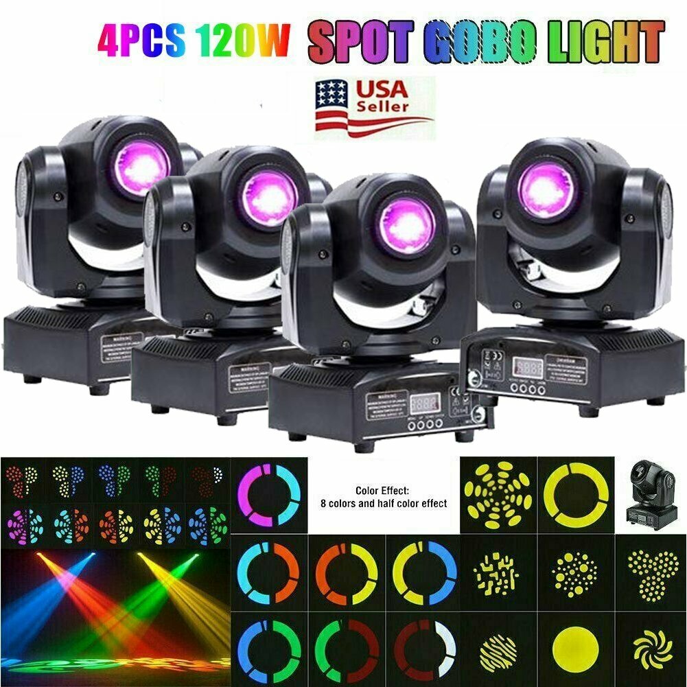 1-4Pcs Moving Head LED Par Stage Lighting RGBW DMX 120W Show Club DJ Light Party