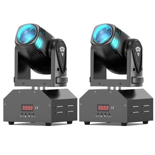 Beam Moving Head Light,RGBW LED Mini Party Light Stage Lighting Black-2 Pack