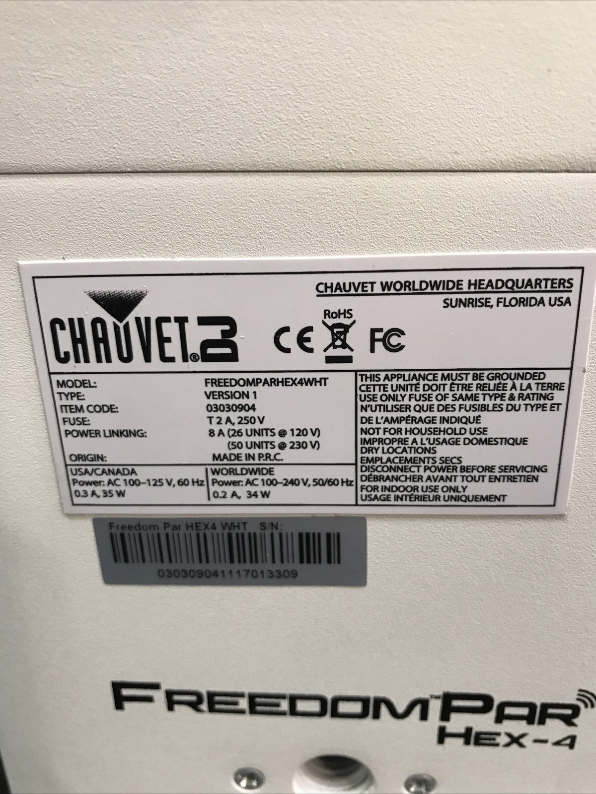 Chauvet DJ Freedom Par HEX-4 Wireless LED DMX Stage Wash Light Tested