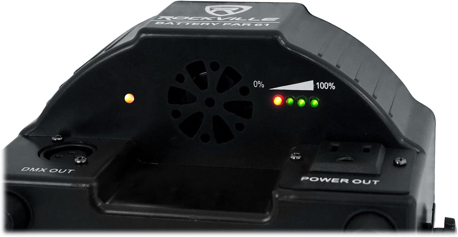 Rockville Battery PAR 61 36W Rechargeable RGBWA+UV DMX Wash Light, 25 Degree Bea