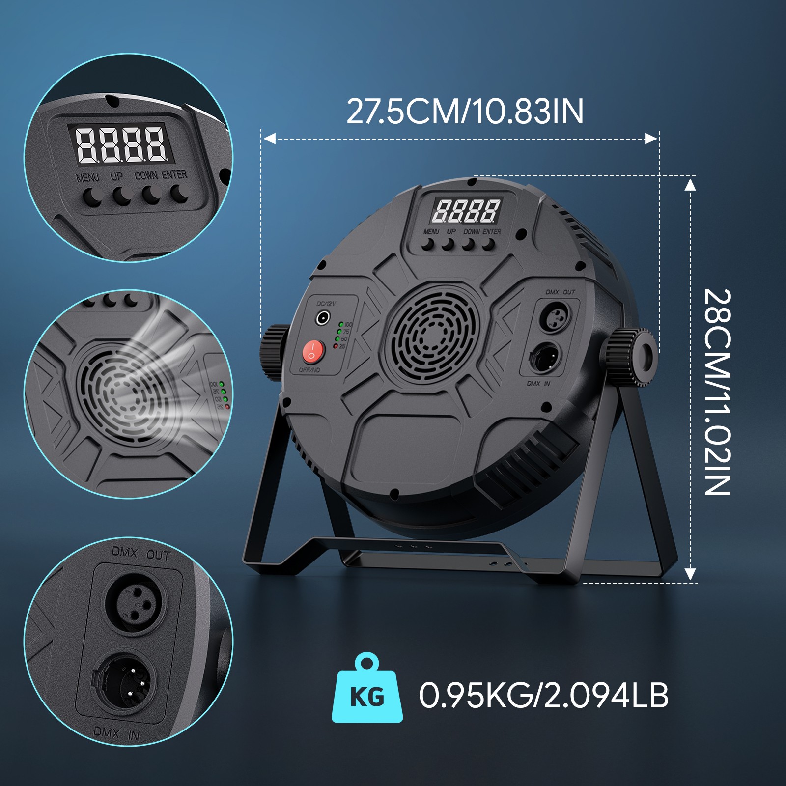 60LED Stage Par Can Light 5000mAh Battery DMX Strobe Party Disco Lighting Show