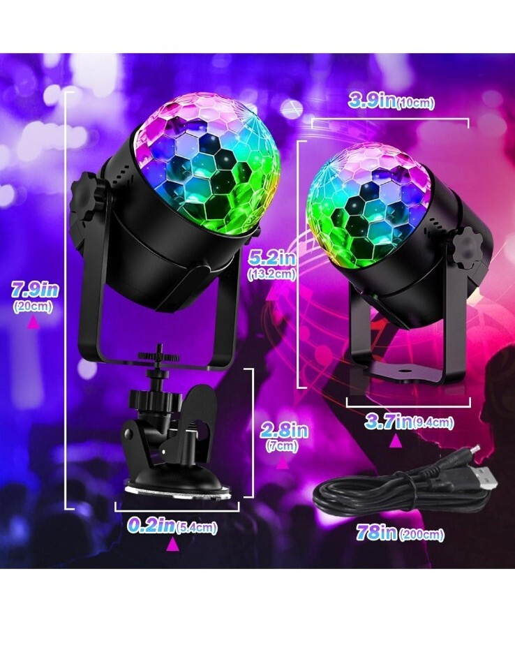 Sound Activated Disco Ball Strobe Ligths with Remote Control for Parties