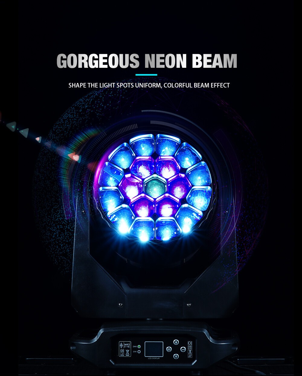 IP65 19x40W IP20 19x20W/40W LED RGBW Bee Eye Moving Head Light Beam Wash Or Case