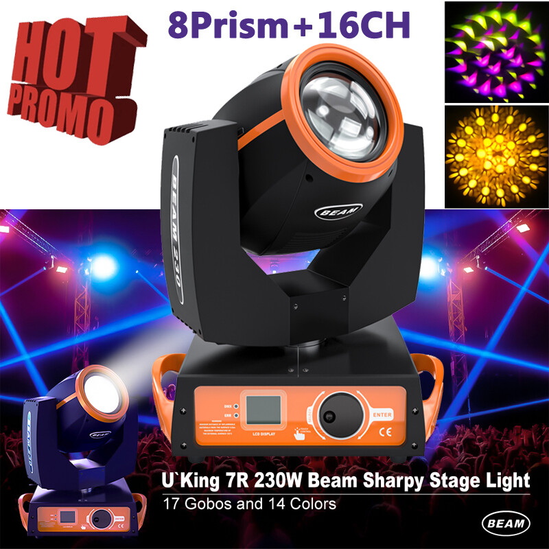 230W 7R Zoom Moving Head Beam Sharpy 16Prisms 17Gobo Strobe DMX Stage Light