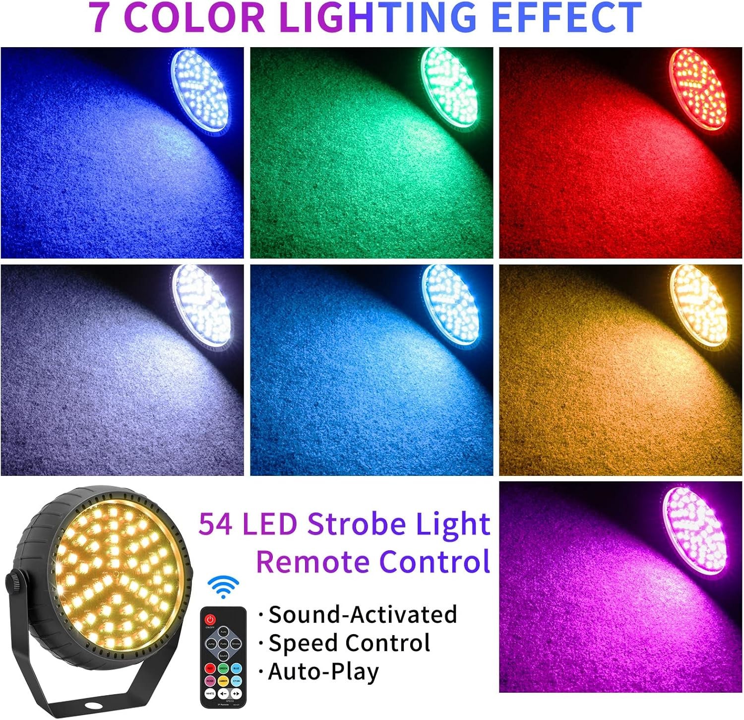Strobe Lights, 54 Super-Bright RGB LEDs Mini 1Pack, (Red, Green, Blue)