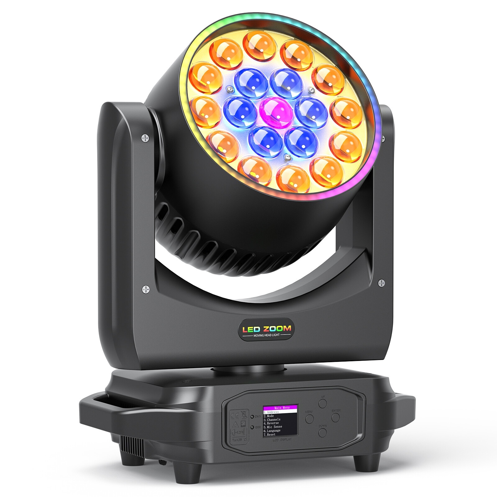 19X20W LED Zoom Moving Head Stage Light RGBW DMX Beam Wash Lighting DJ Disco Bar