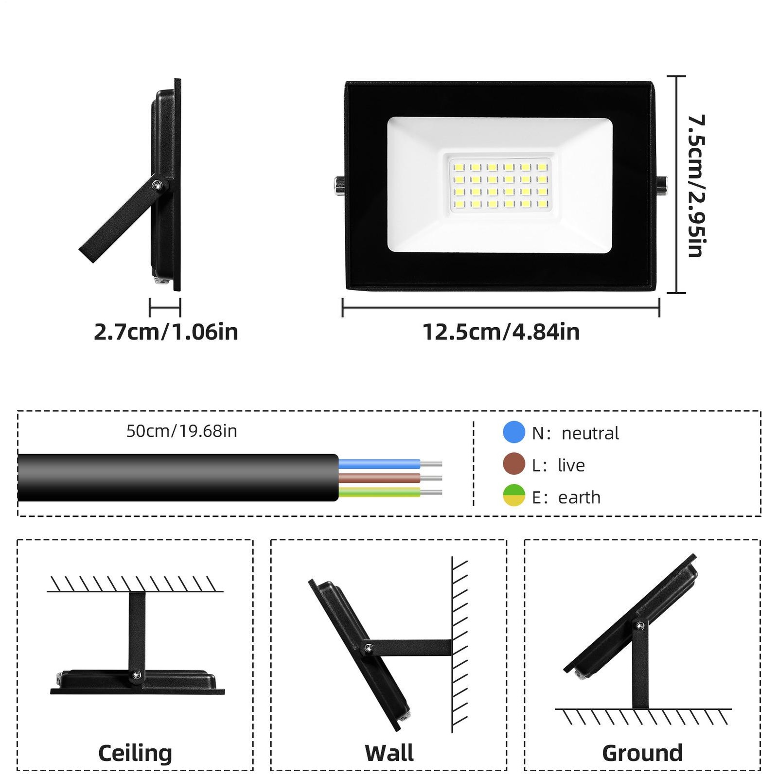 10-500W Watt Led Flood Light Outdoor Security Garden Yard Spotlight Lamp 110V