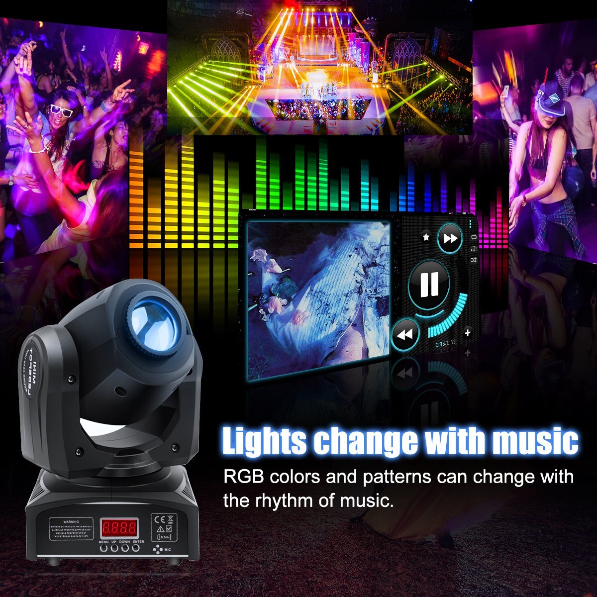 120W LED Moving Head Stage Light RGBW Gobo Spot Beam Disco DJ Party Lighting DMX