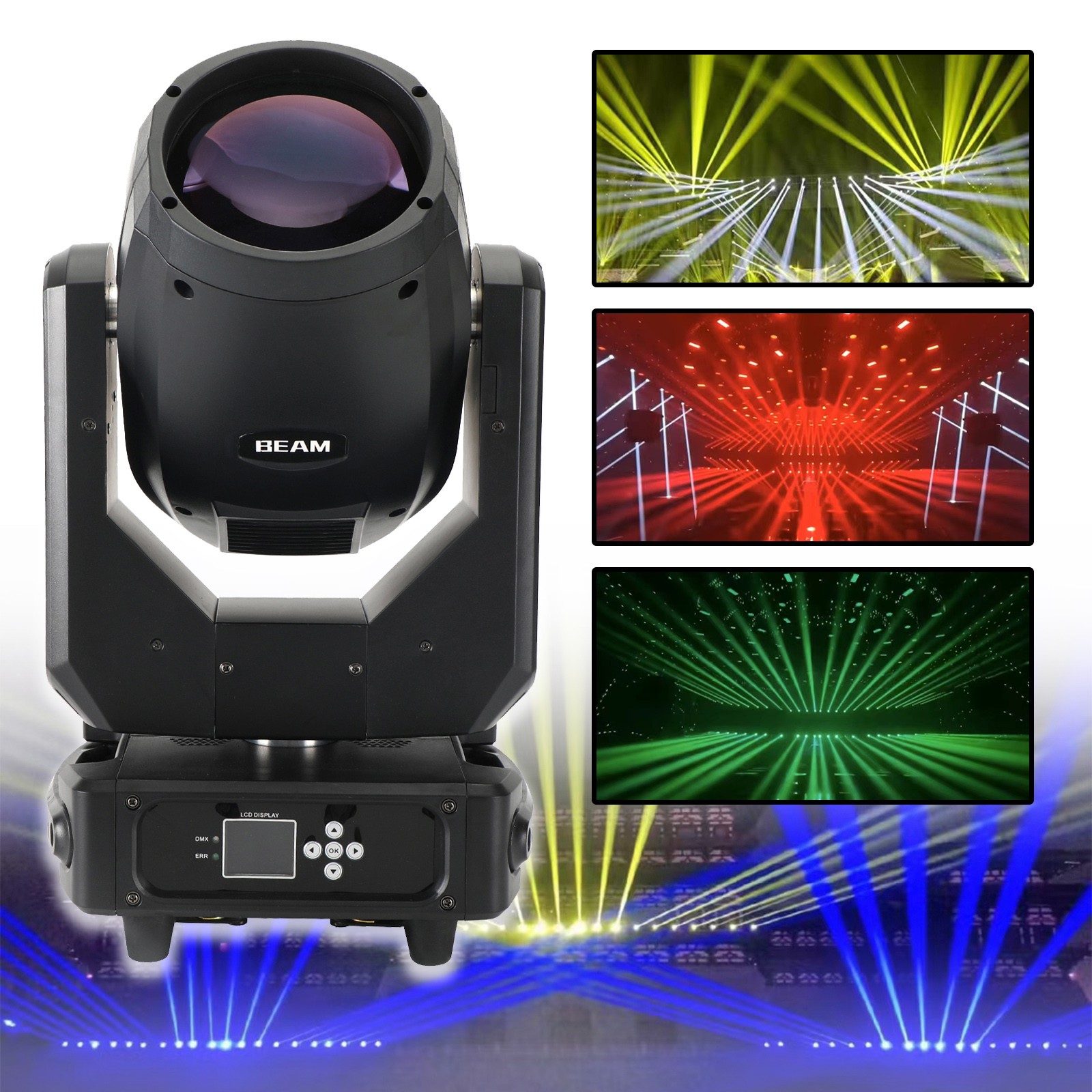 250W 8R Rainbow 3In1 Moving Head Light Double Prisms Gobo Wash DJ Stage Lighting