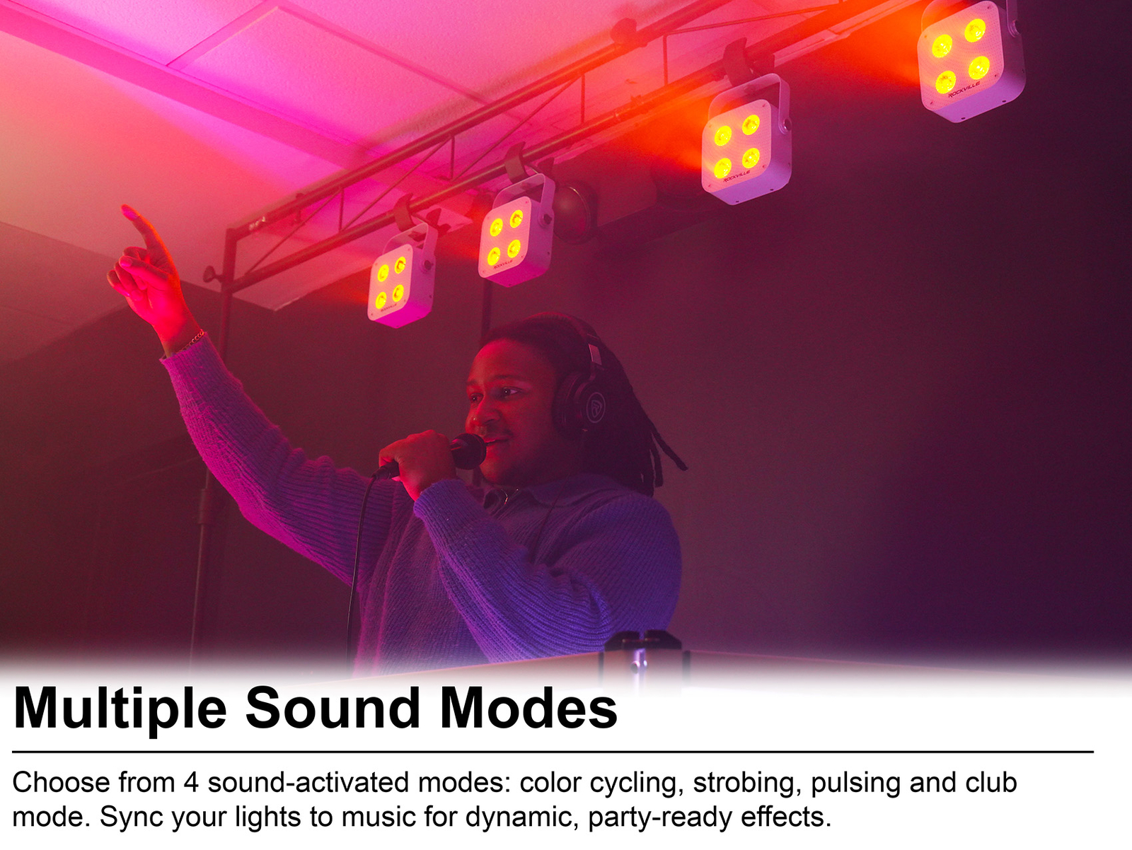 Rockville MINI IR4 White RGBWA+UV DJ/Party Par Wash Up Light+Wireless DMX+App