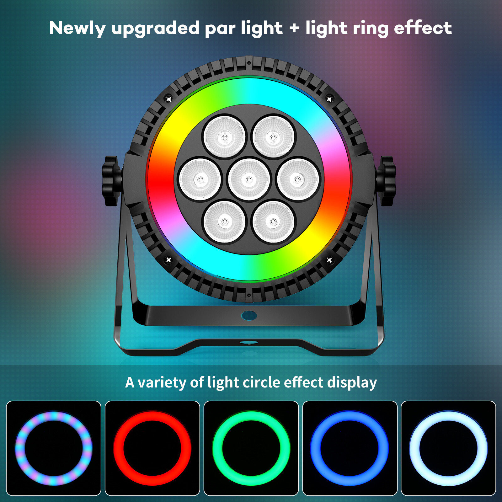4PCS 7LED Par Can RGBW Stage Lighting DMX512 Sound Remote DJ KTV Party Disco