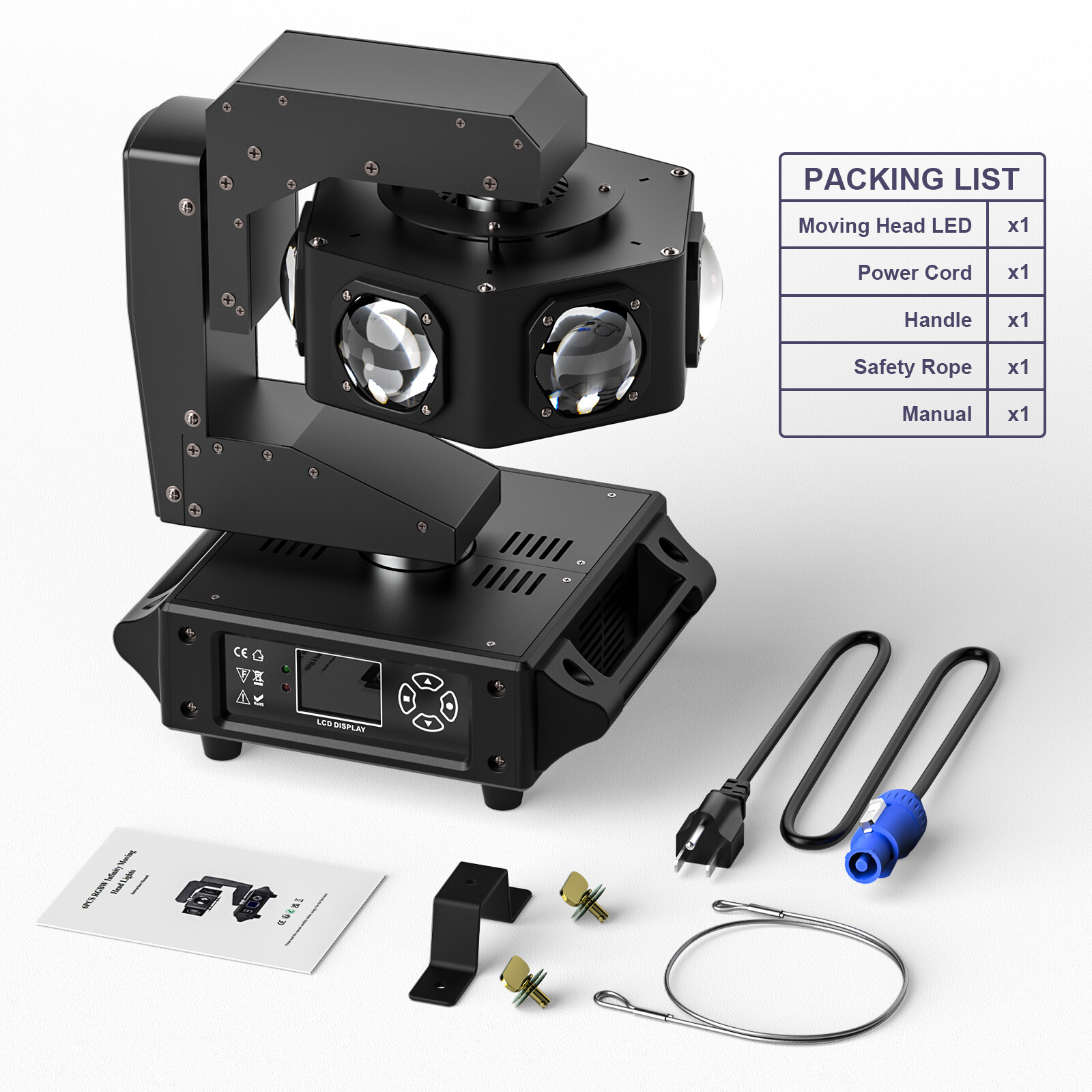 300W LED 3-Axis Moving Head Light RGBW 360° Beam Stage Lighting DJ Disco Bar DMX