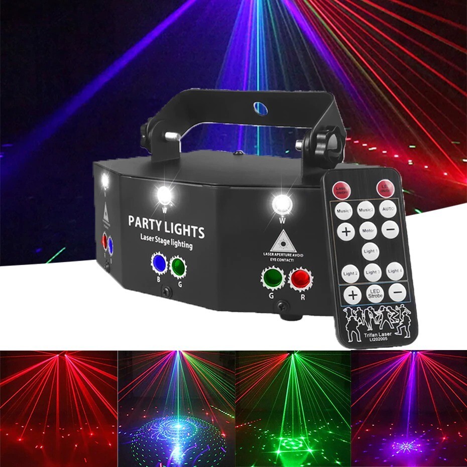 ALIEN 15 EYE RGB Disco DJ Beam Laser Light Projector DMX Remote Strobe Stage