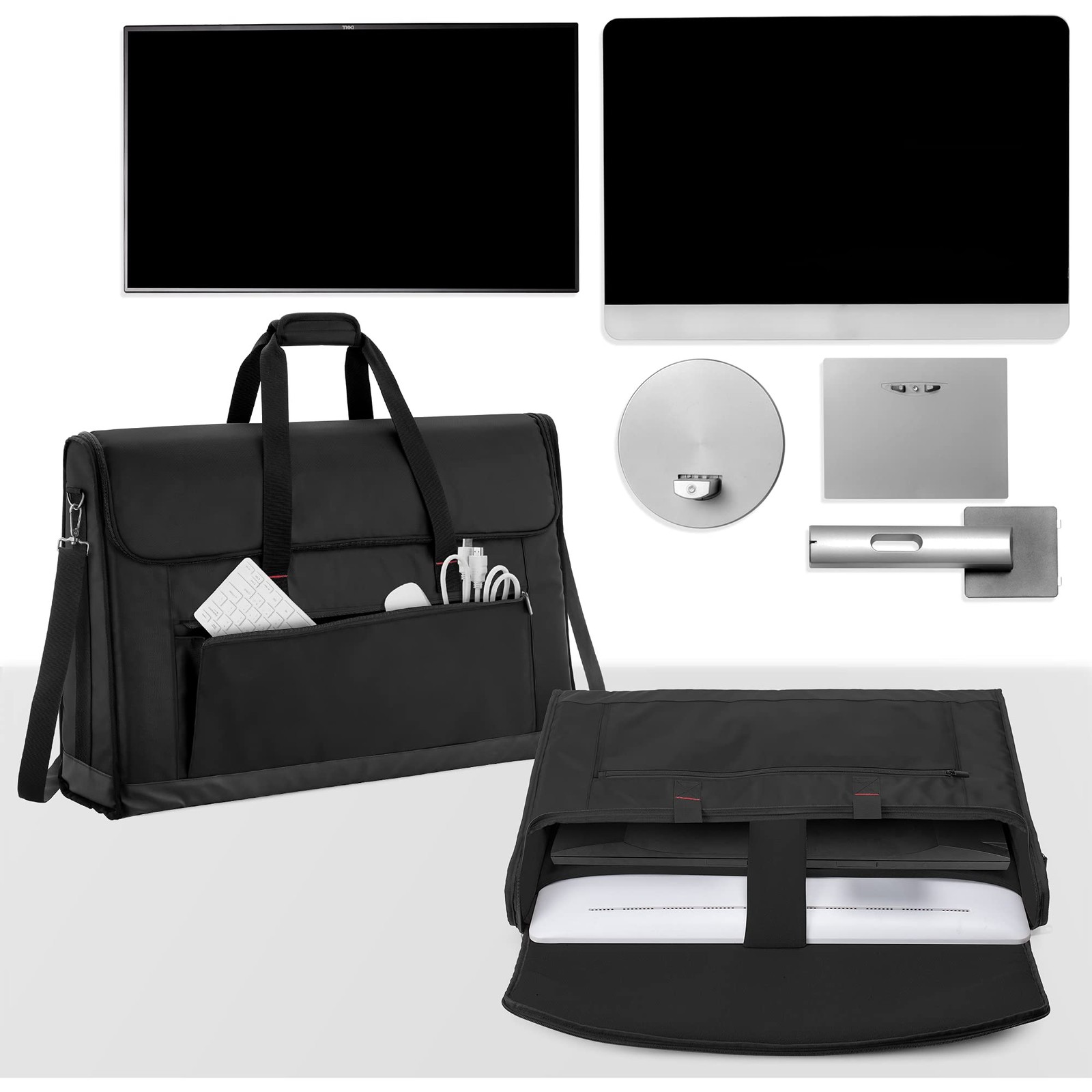 Trunab Monitor Carrying Case 24-27 Inch Padded Travel Bag Hold Up to 2 LCD Scree