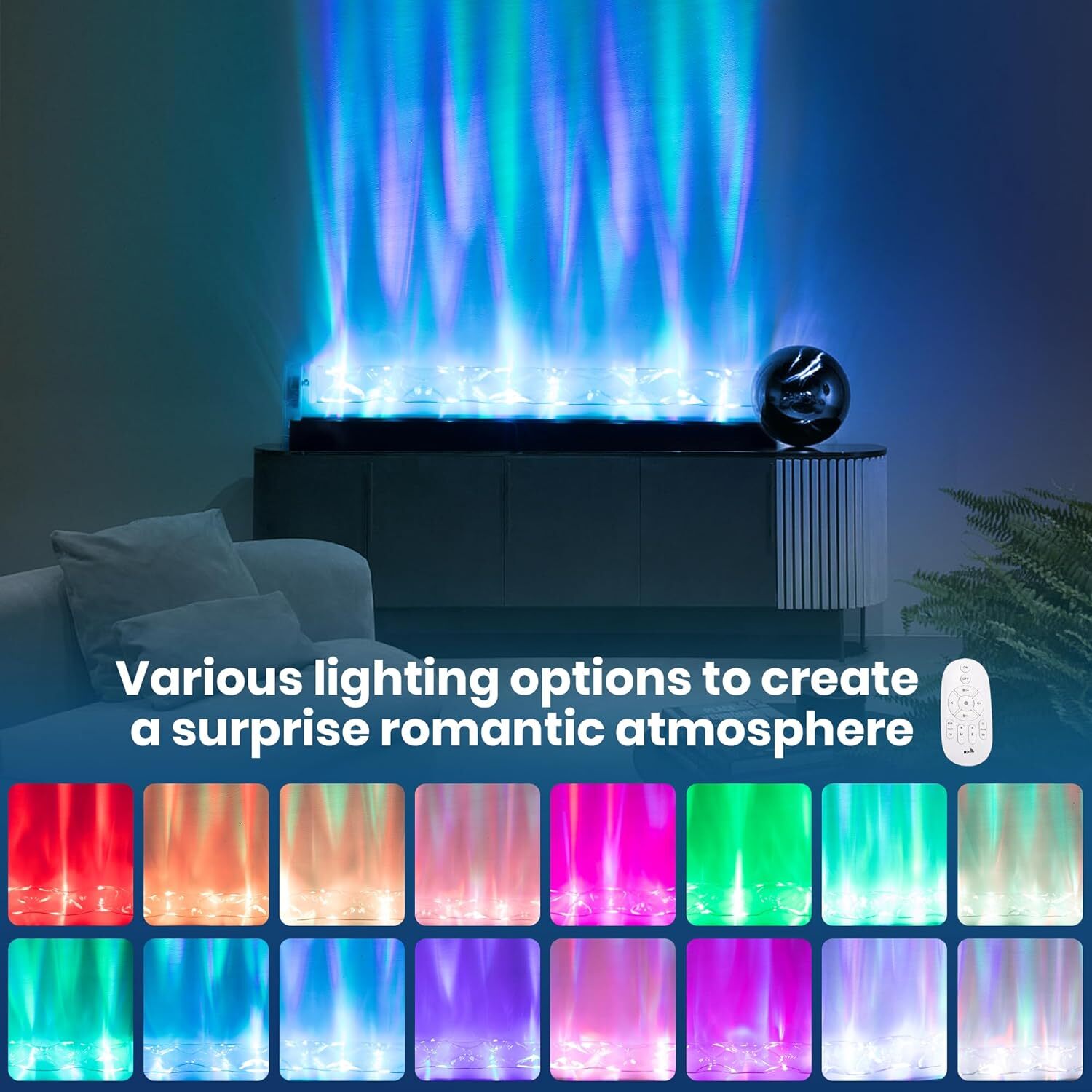 Ocean Wave Projector Light Wall Washer,RGB Color Changing Night Light for Indoor