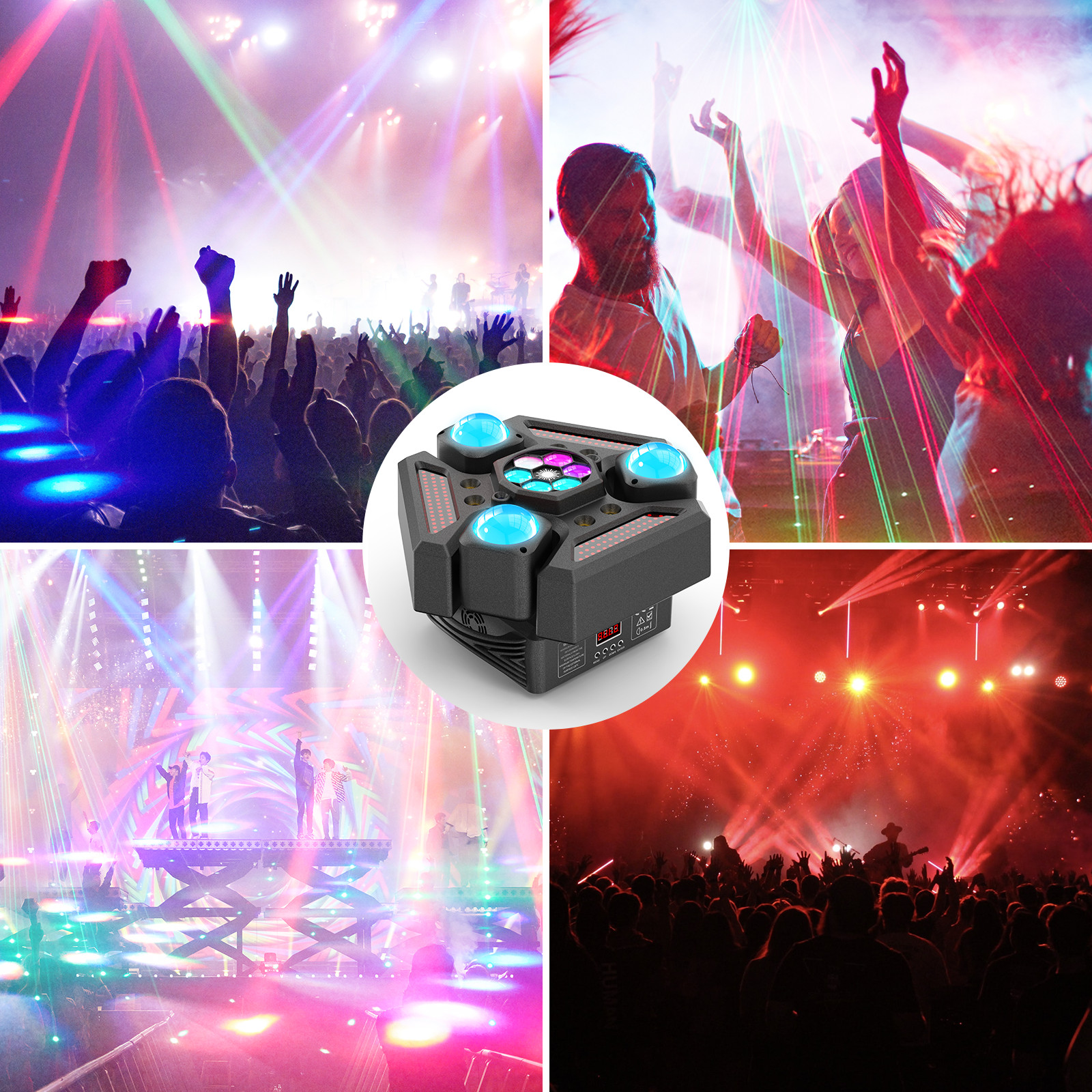 3 Arms Bee Eye Stage Light 220W LED Moving Head Beam Light Laser DJ Disco Party