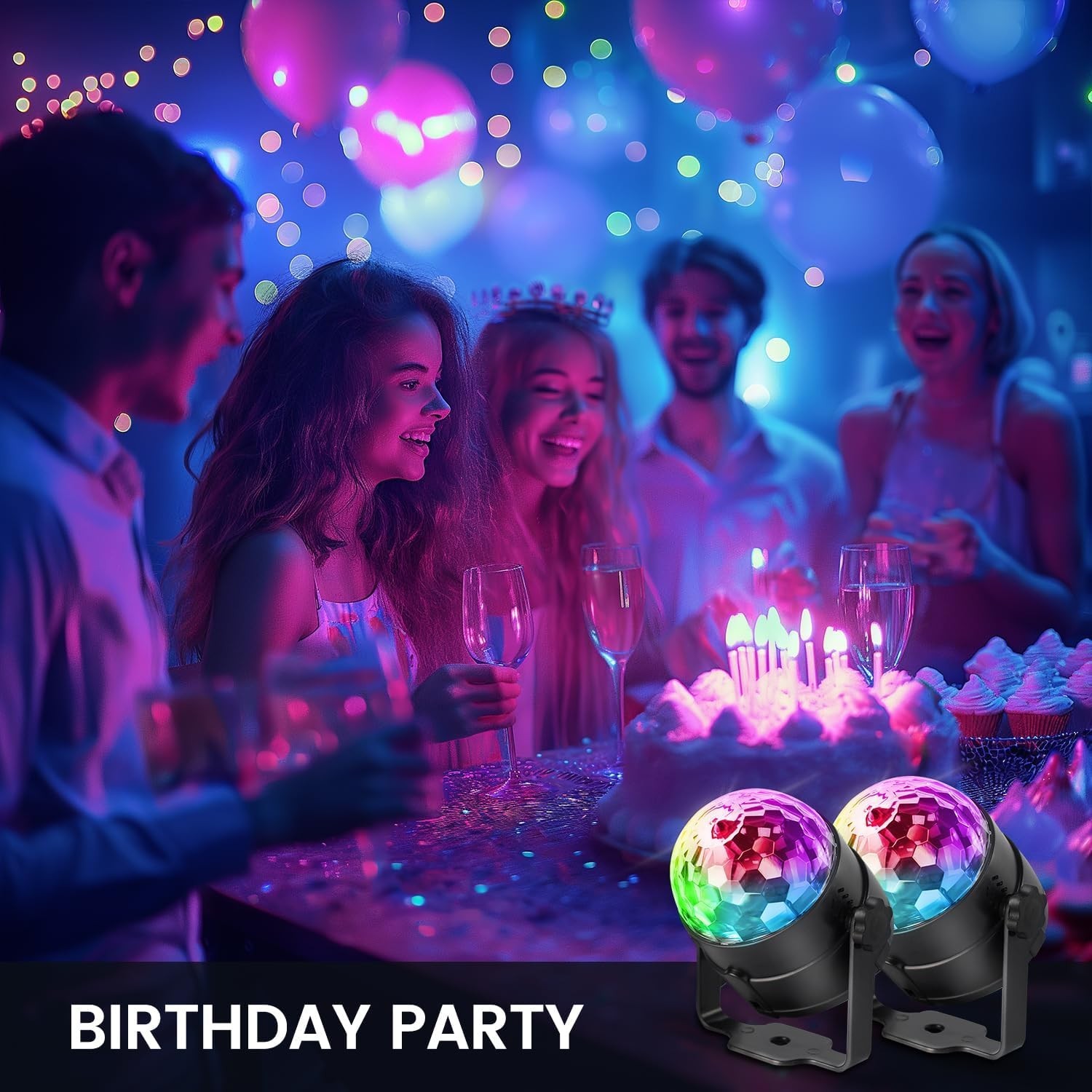 Multicolor Disco Ball Lights for Parties – Remote Controlled Set of 3