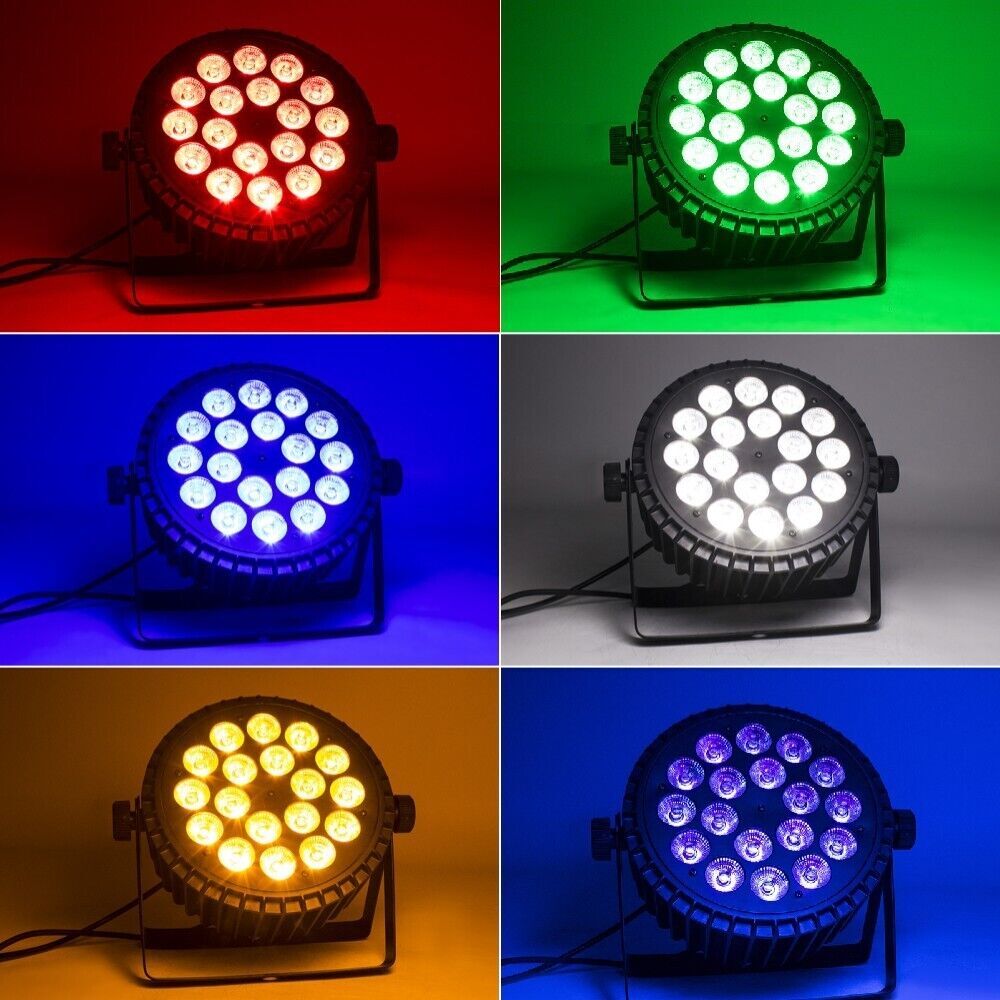 4Pcs SHEHDS LED Flat Par 18X18W RGBWAUV Par Stage Lights DJ Disco Aluminum Alloy