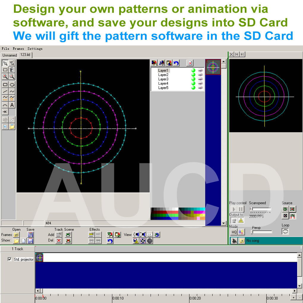 For .ild Format RGB Laser Animate Lights Design Edit Program Show Effect TF Card