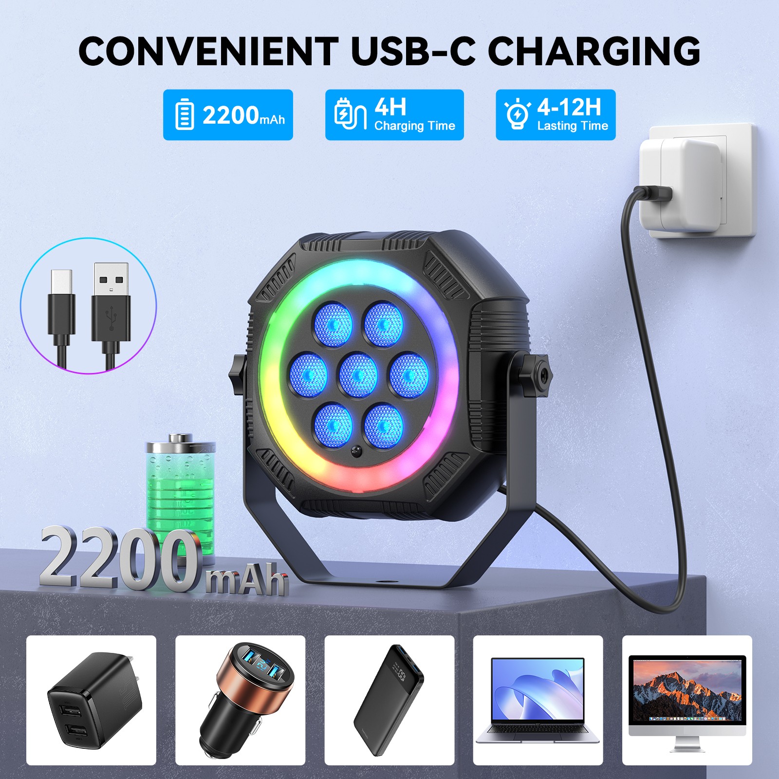 2PCS DJ Lighting Disco Party Stage Light LED RGB Beam Lights Show PAR Lighting