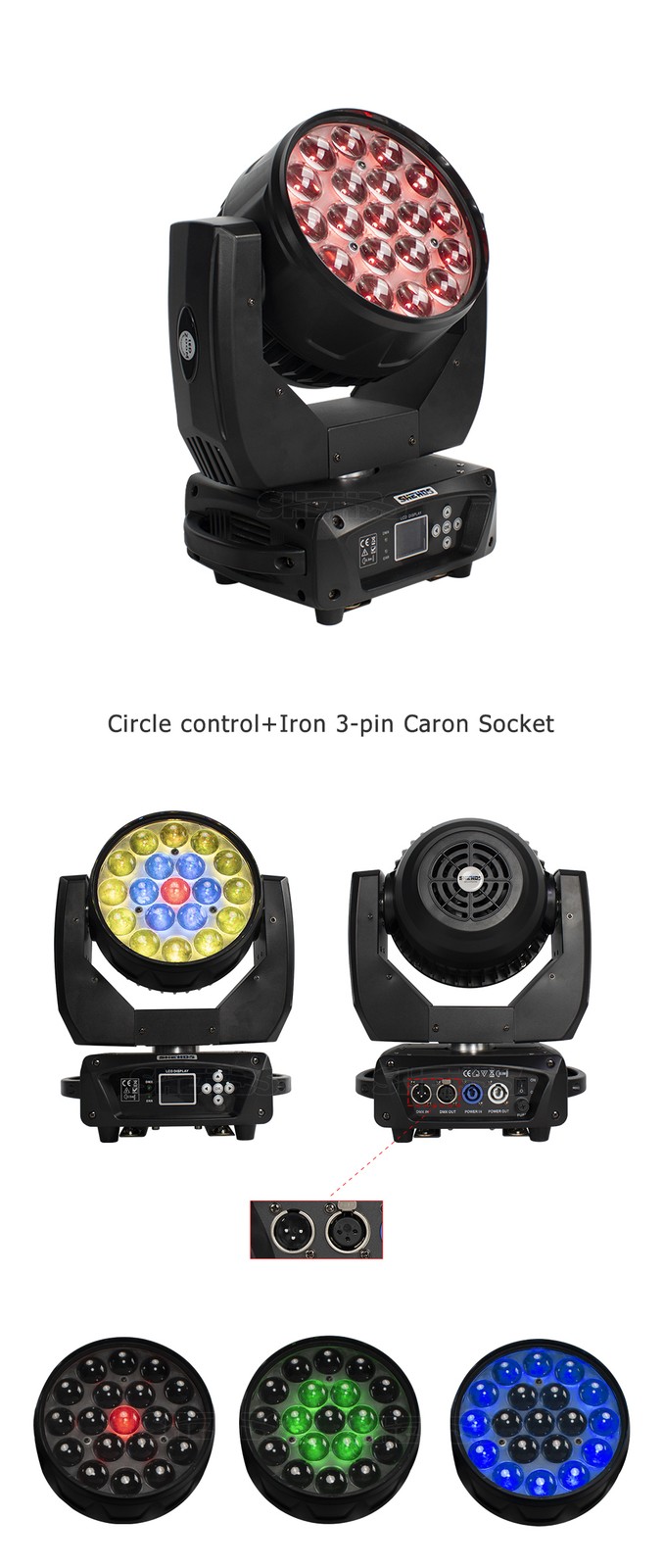 4PCS 19x15W LED Beam Wash RGBW Zoom Moving Head Stage Lighting DJ Party Show Bar