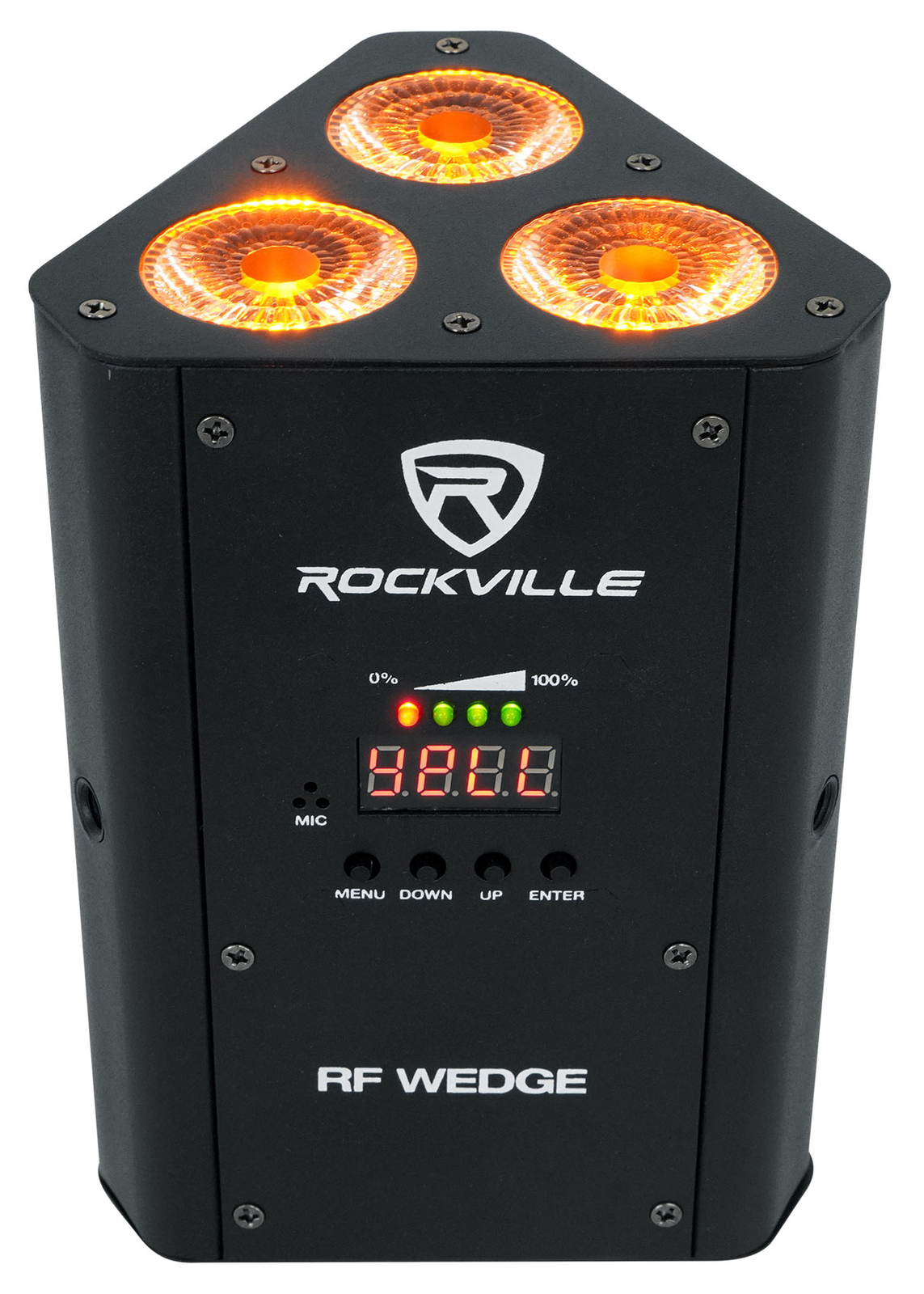 Rockville RF WEDGE BLACK RGBWA+UV Battery Wireless DMX DJ Par Up Light+RF Remote