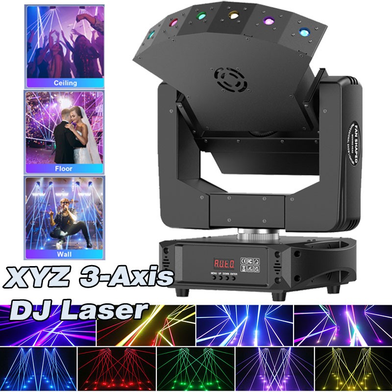 6-Eyes RGB XYZ Laser Light Moving Head DJ Disco Stage Lighting Beam DMX512 Party