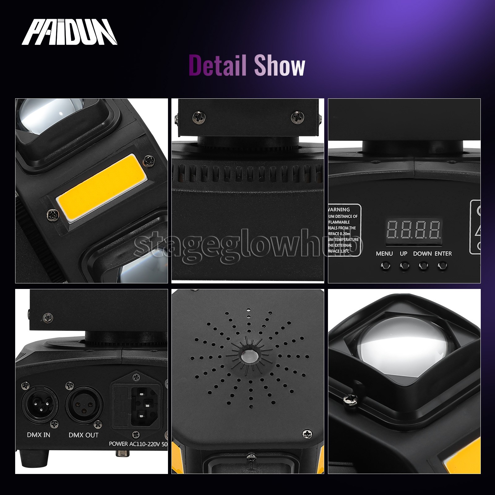 PAIDUN 120W LED RGBW Double Head Rotation Beam Moving Head Laser DJ Light Strobe