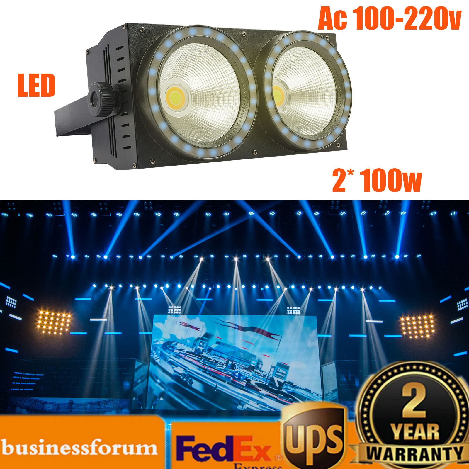 1pc 200W COB LED Par Light DMX Stage DJ Audience Blinder Light Warm+Cool White