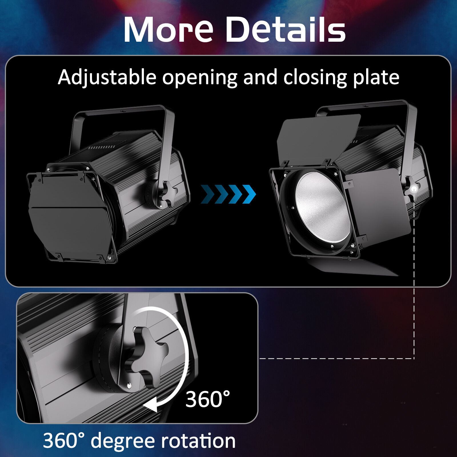 Par Light 6IN1 RGBWA+UV COB 200W Spotlights w/Barn Door DJ Disco Stage Lighting