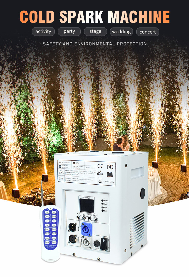 2pcs Cold Spark Machine 750W Stage Effect DMX Firework DJ Wedding 6.6-13ft Spark