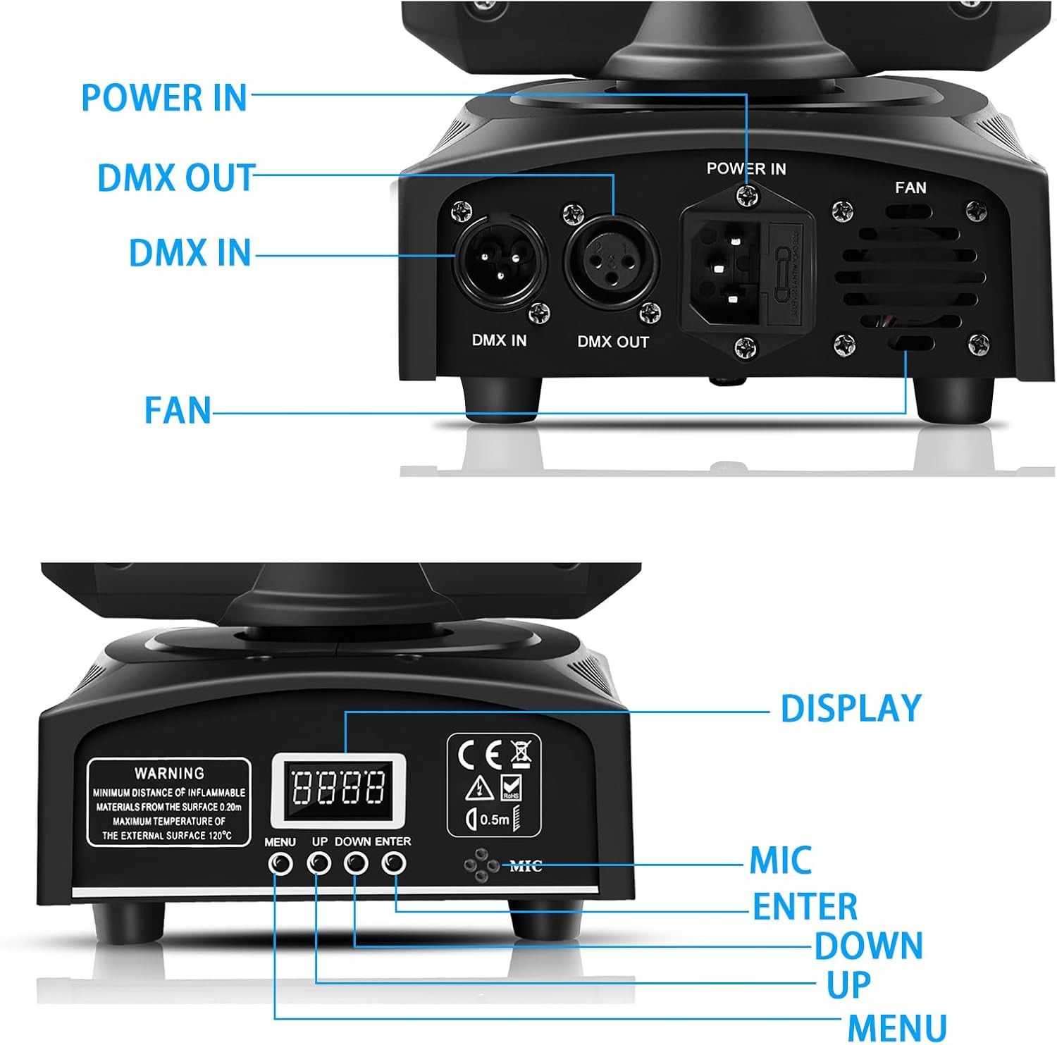 Stage Lights Moving Head Lights 8 Gobos 8 Colors 11 Channels 25W Spotlights DMX