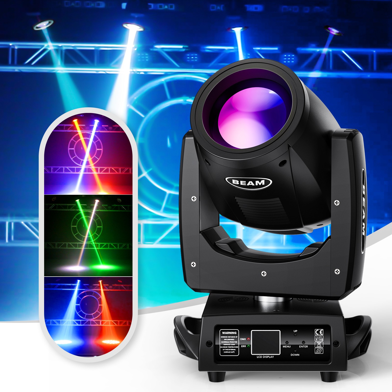 230W Moving Head Light 24Prisms Wash/Beam/Frost/Rainbow DJ Light Parties Wedding