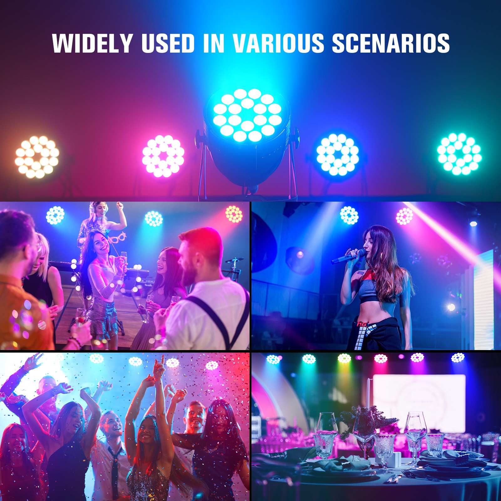 200W 18LED Lemon Green RGB Par Light Auto Sound Active Master Slave DMX Control