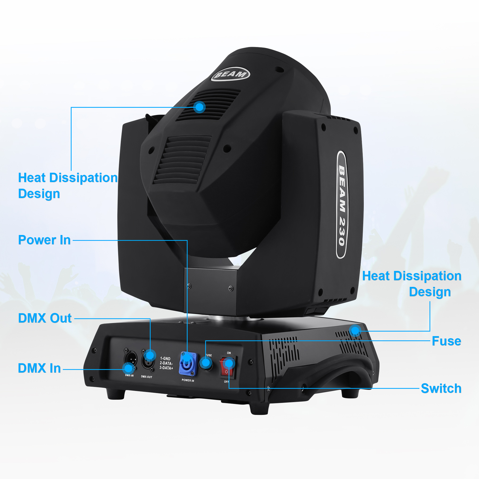 7R 230W Zoom Moving Head Beam Sharpy Light 16 Prism Strobe 16Ch Stage Party US