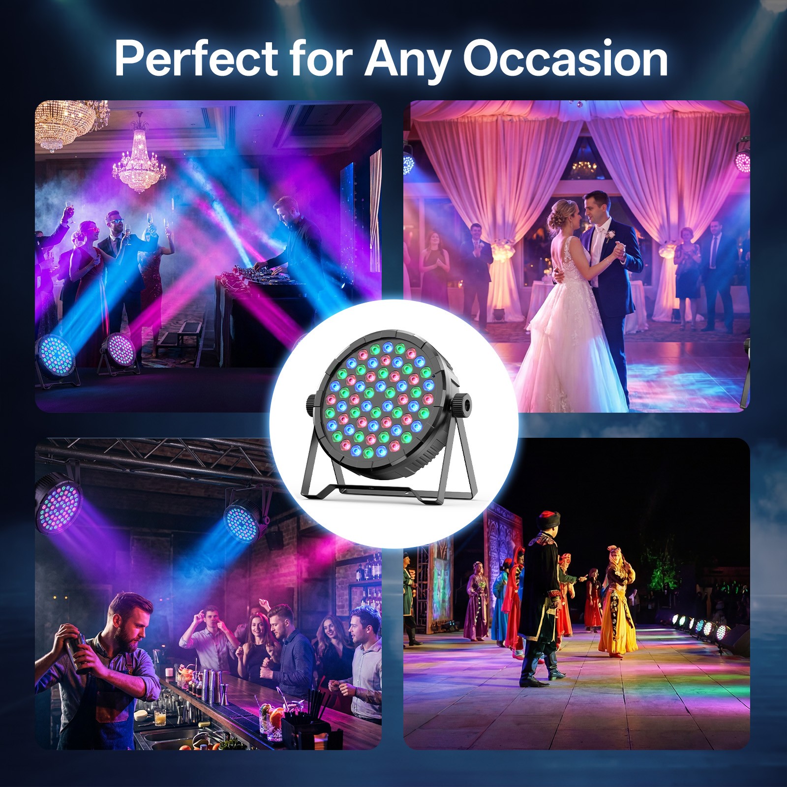 RGBWA Par Lighting LED DMX Stage Light DJ Disco Party Show Bars Remote Control