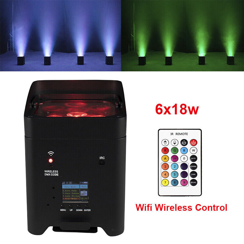 SHEHDS Rechargeable 6x18w RGBWA+UV 6In1 Wifi APP Wireless Control LED Par Light
