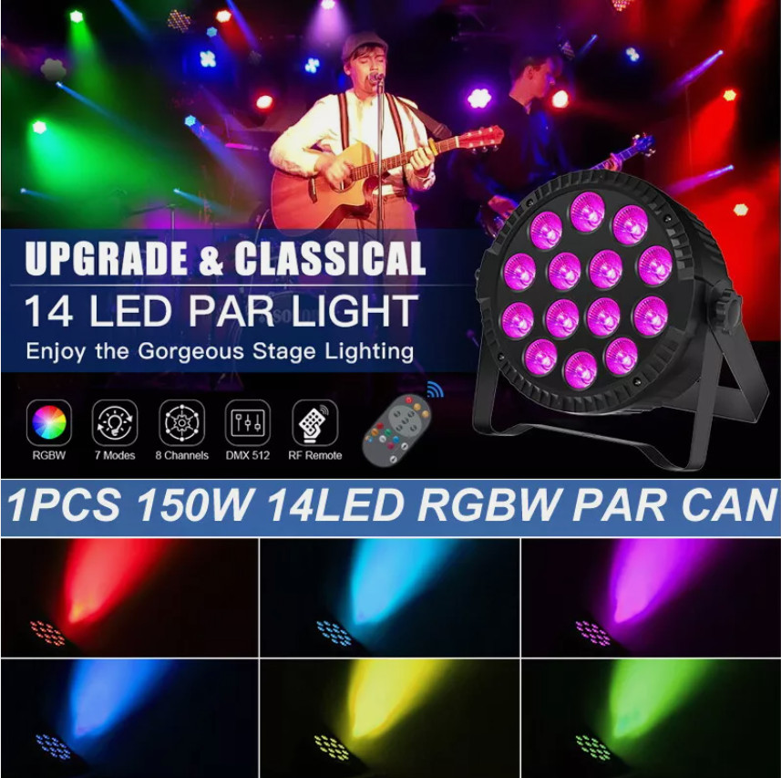 140W 14 LEDs DMX512 Stage Lighting PAR Can Lights 4 in1 RGBW DJ Disco Party Show