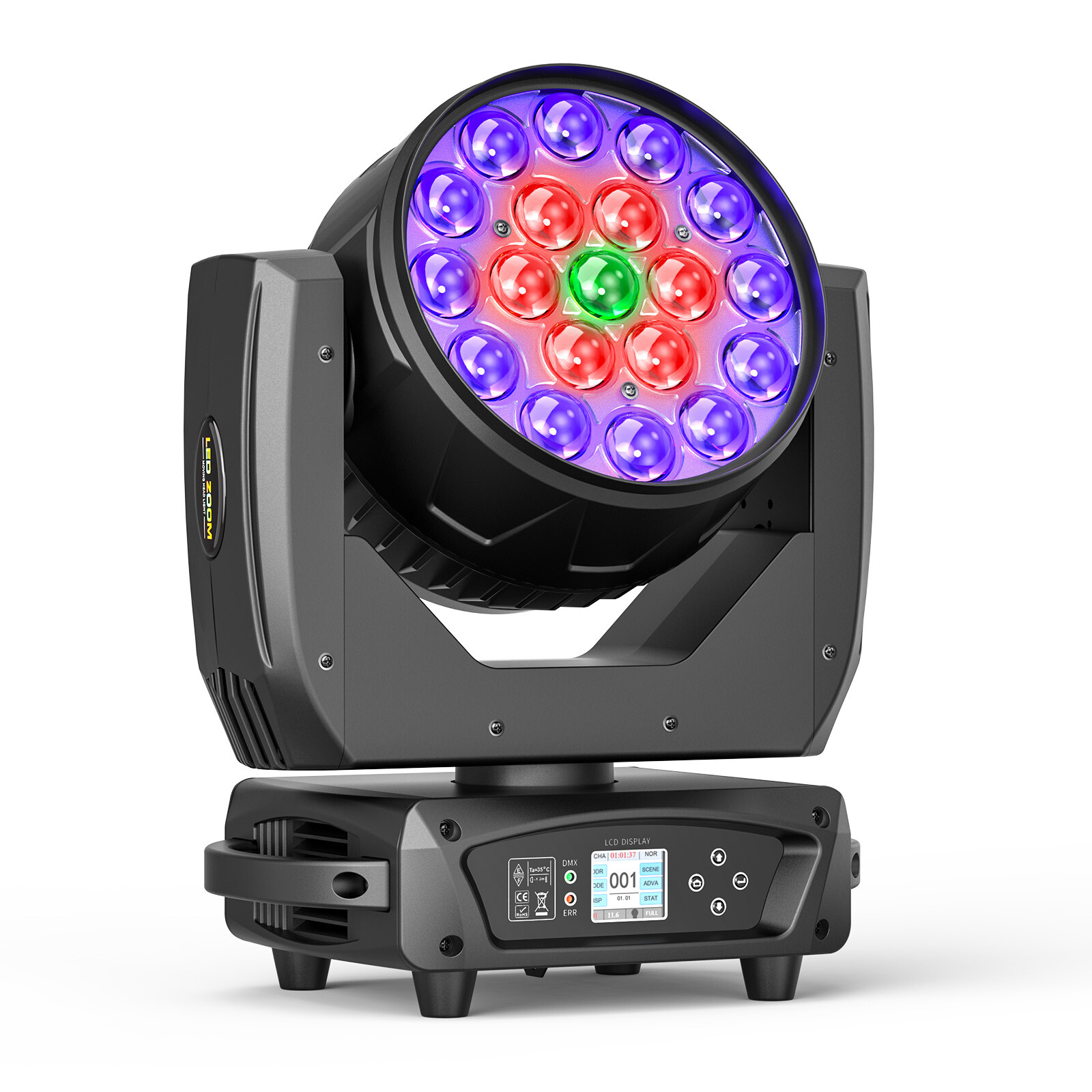 19x20W LED Zoom Moving Head Stage Light RGBW DMX Beam Wash Lighting DJ Disco Bar
