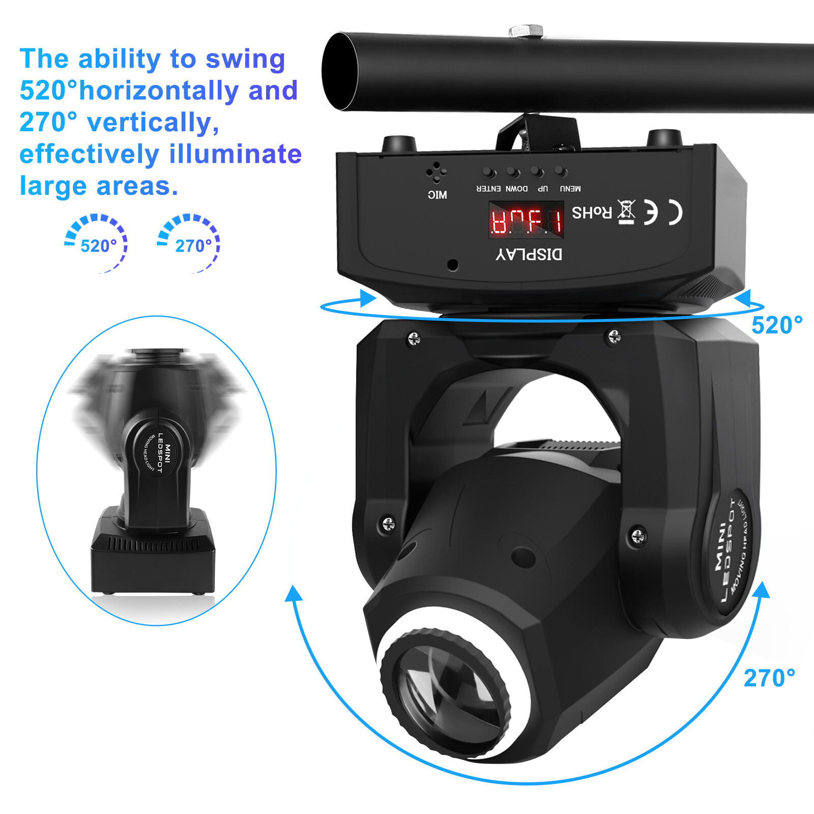 50W LED Moving Head Light DJ Lights Stage Lighting With 8 Gobo By DMX Sound