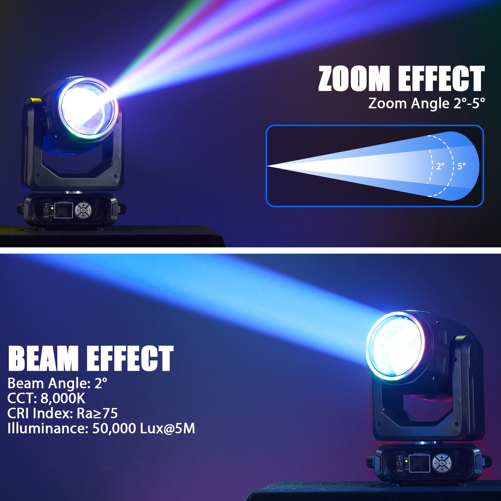 200W Rotation 18Prism LED Moving Head Light RGBW Gobo Beam Stage Lighting DJ DMX