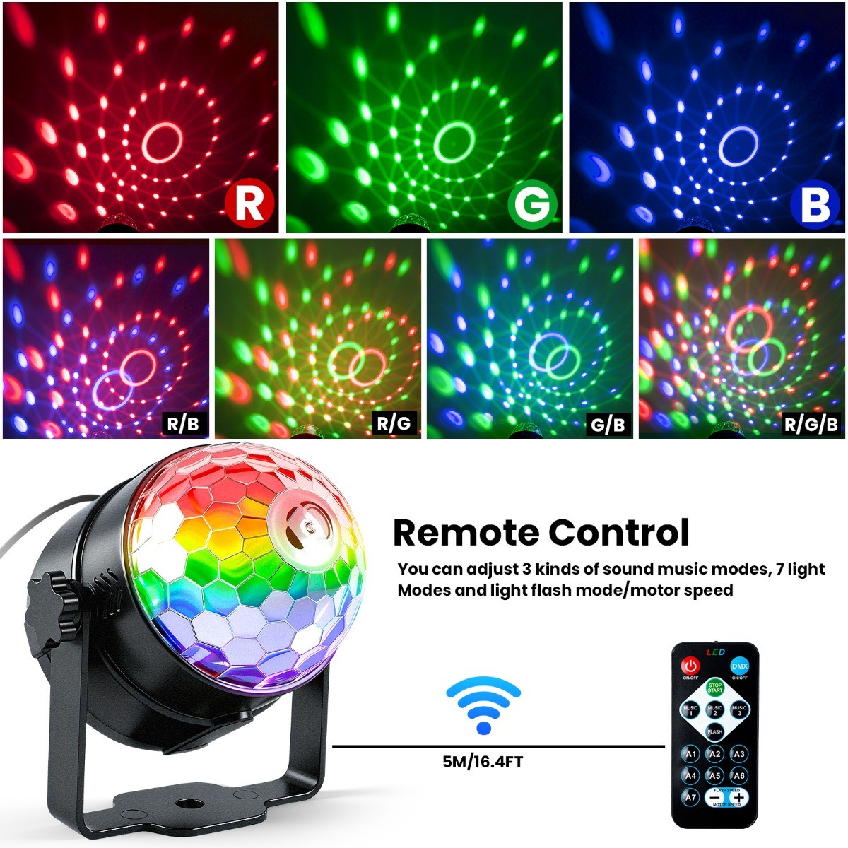 Disco Ball LED RGB Projector Stage Light DJ Strobe Disco Party KTV Club Lights