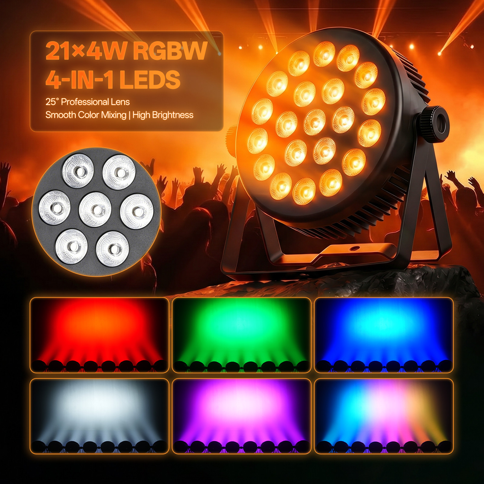 10PCS 21x4W LED Stage PAR Light RGBW Wash Par Lights Bar Disco DJ Lighting DMX