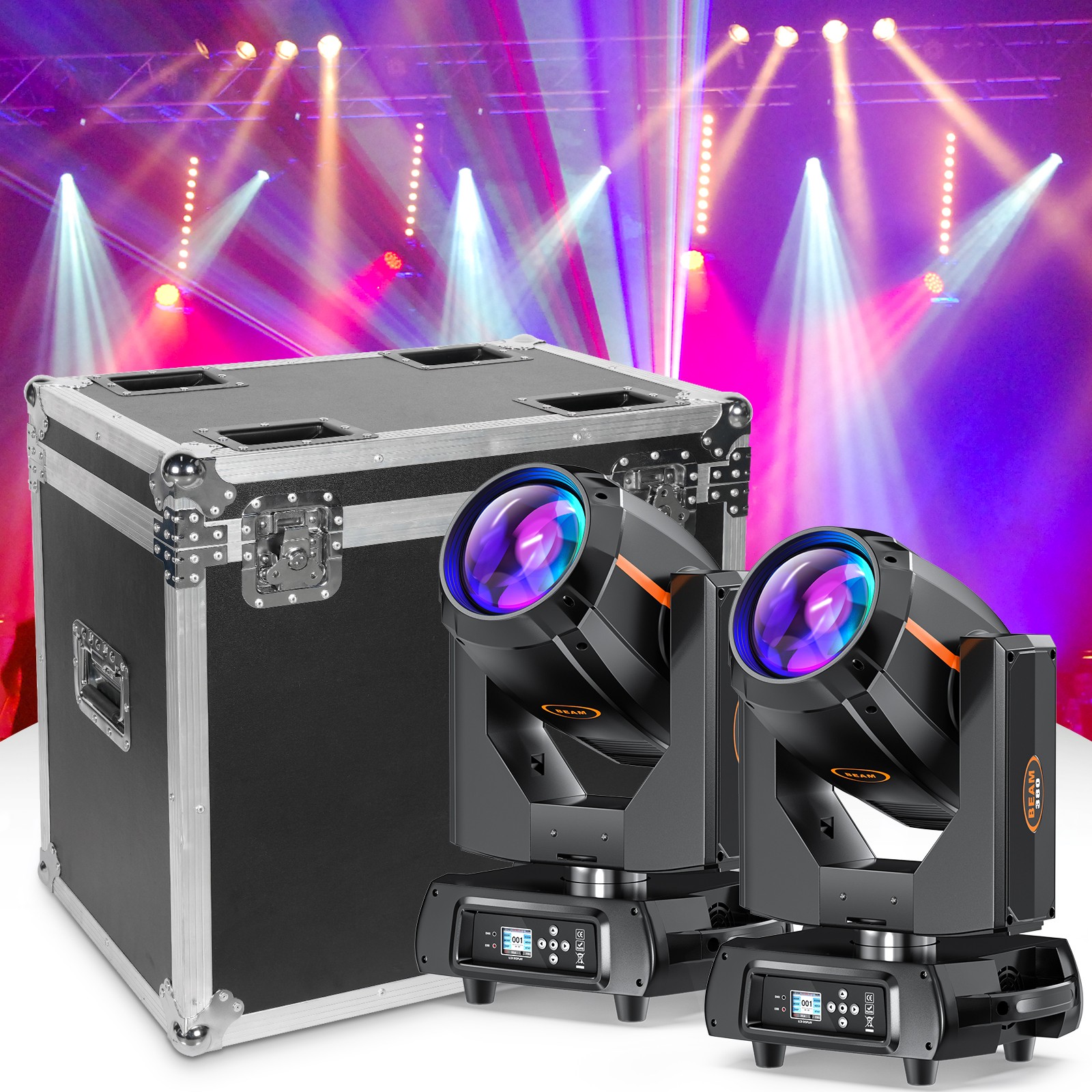 4x 380W Beam Moving Head Light Rainbow Stage Effect Lighting DJ With flight case