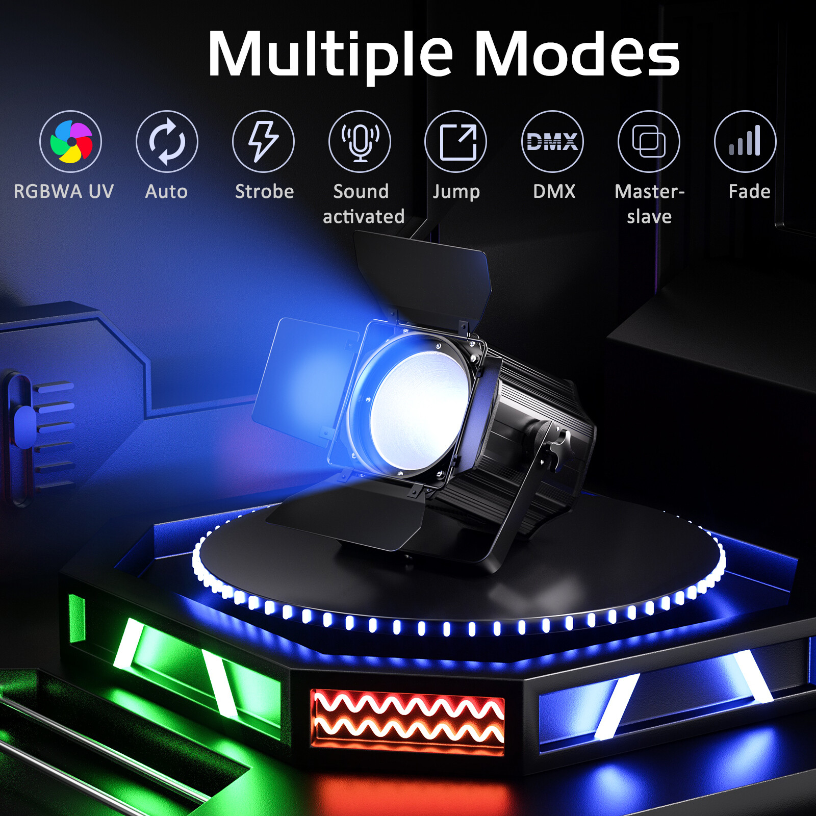 6in1 COB LED 200W PAR Can RGBWA+UV Lighting Stage Light DMX DJ Disco Show Light