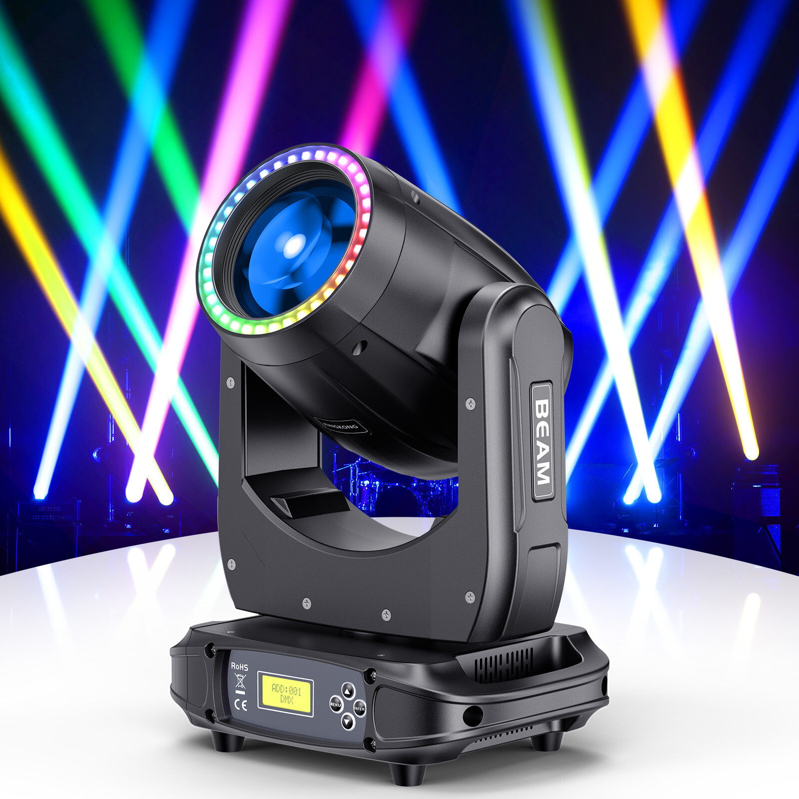 200W LED Moving Head Lights 8Prism RGBW Gobo Beam Spot Light DJ Disco DMX &Case