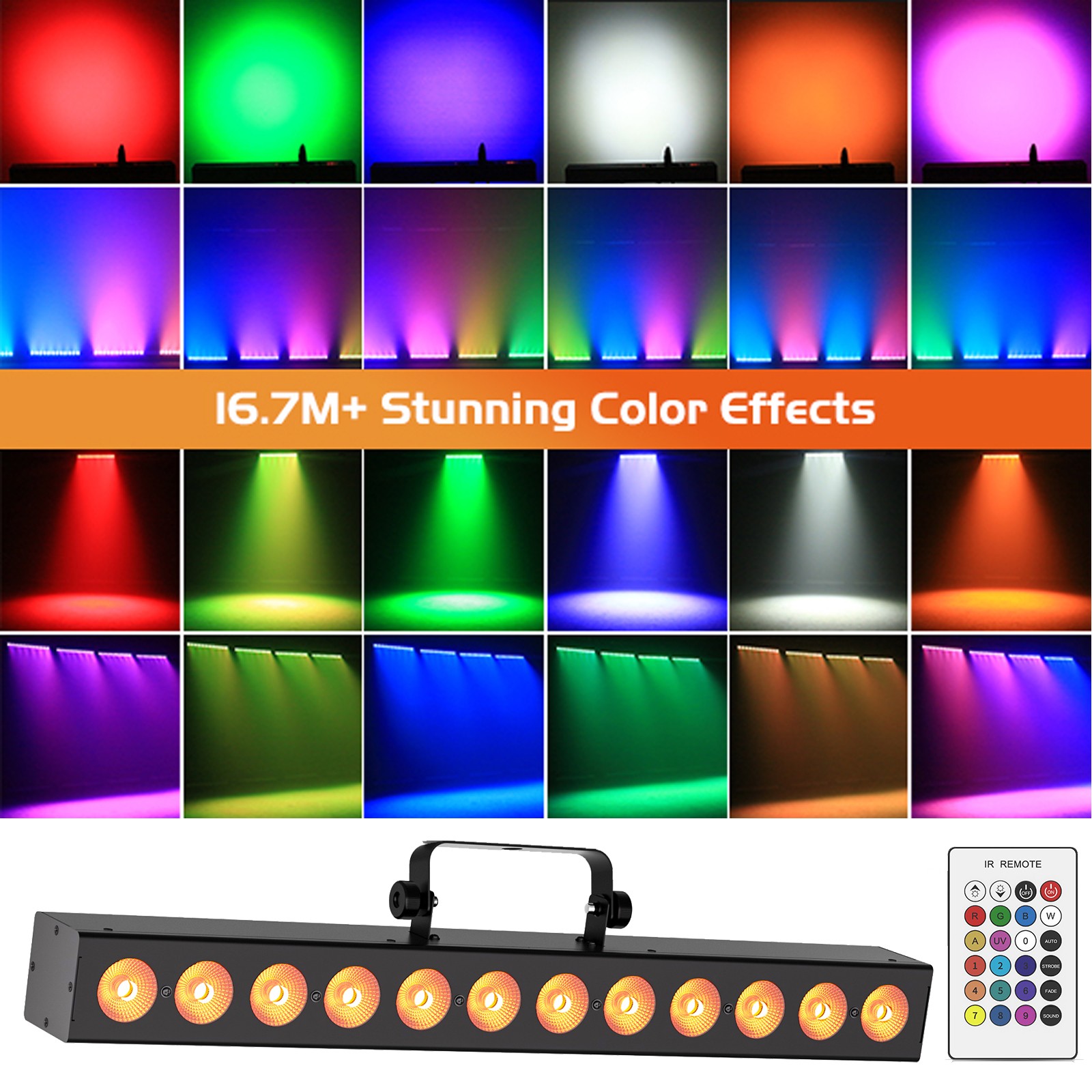 Rechargeable Stage Light 12 LED Par Light Battery RGBWA UV DMX Wall Wash Light